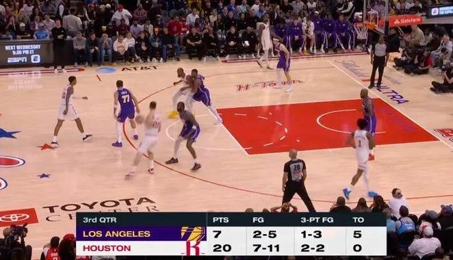 詹姆斯暴扣引领湖人逆转火箭 东契奇砍40分难掩